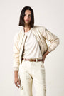 REYES SHRUNKEN QUILTED CANVAS BOMBER / IVORY