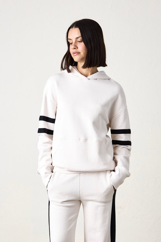 ELLIS FRENCH TERRY HOODY / IVORY/BLACK