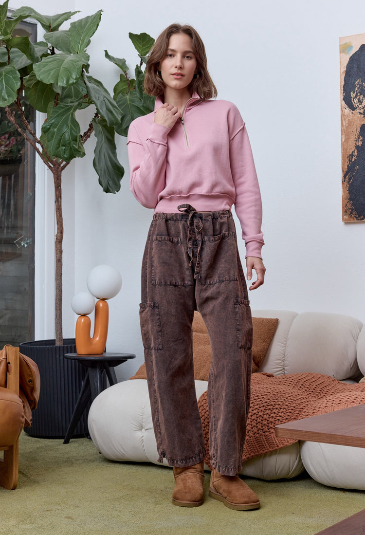 NSF Tova Cloud Fleece Half Zip Sweatshirt - Mallow