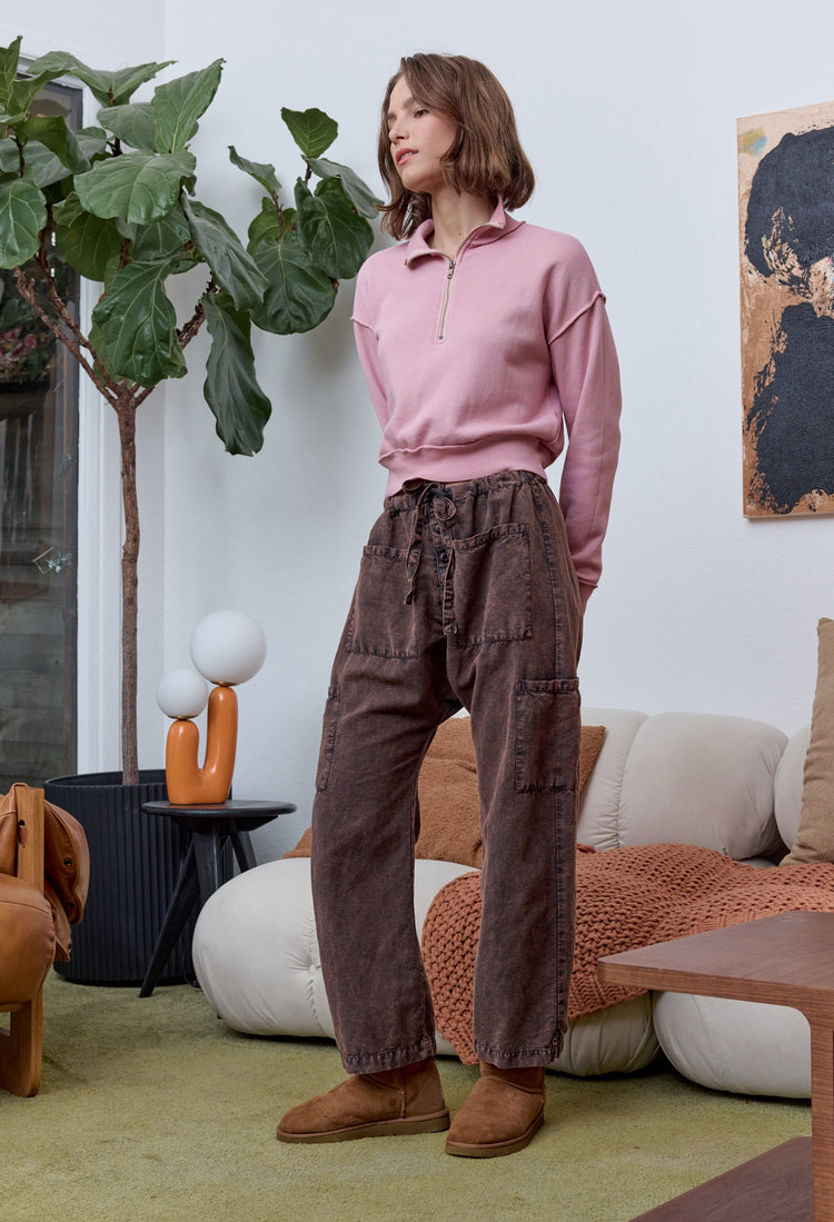 NSF Tova Cloud Fleece Half Zip Sweatshirt - Mallow