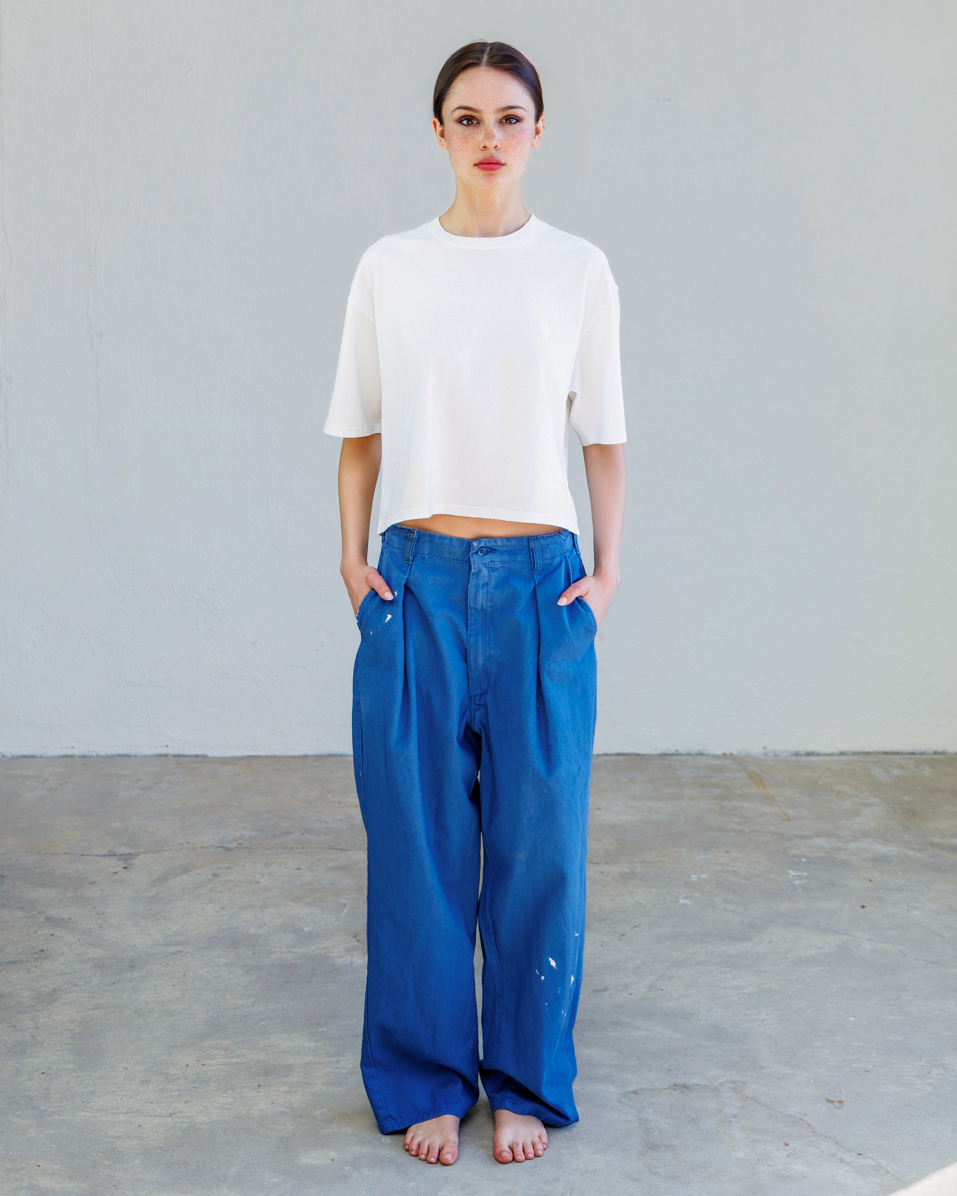 Women's Cropped Cotton Jersey T-Shirt Pearl | NSF Studio