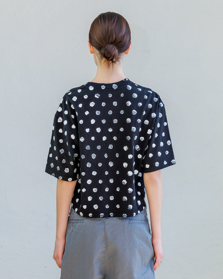 Knox Heavy Jersey Tee - Black Broken Dot back view showcasing unique broken dot pattern and relaxed fit.