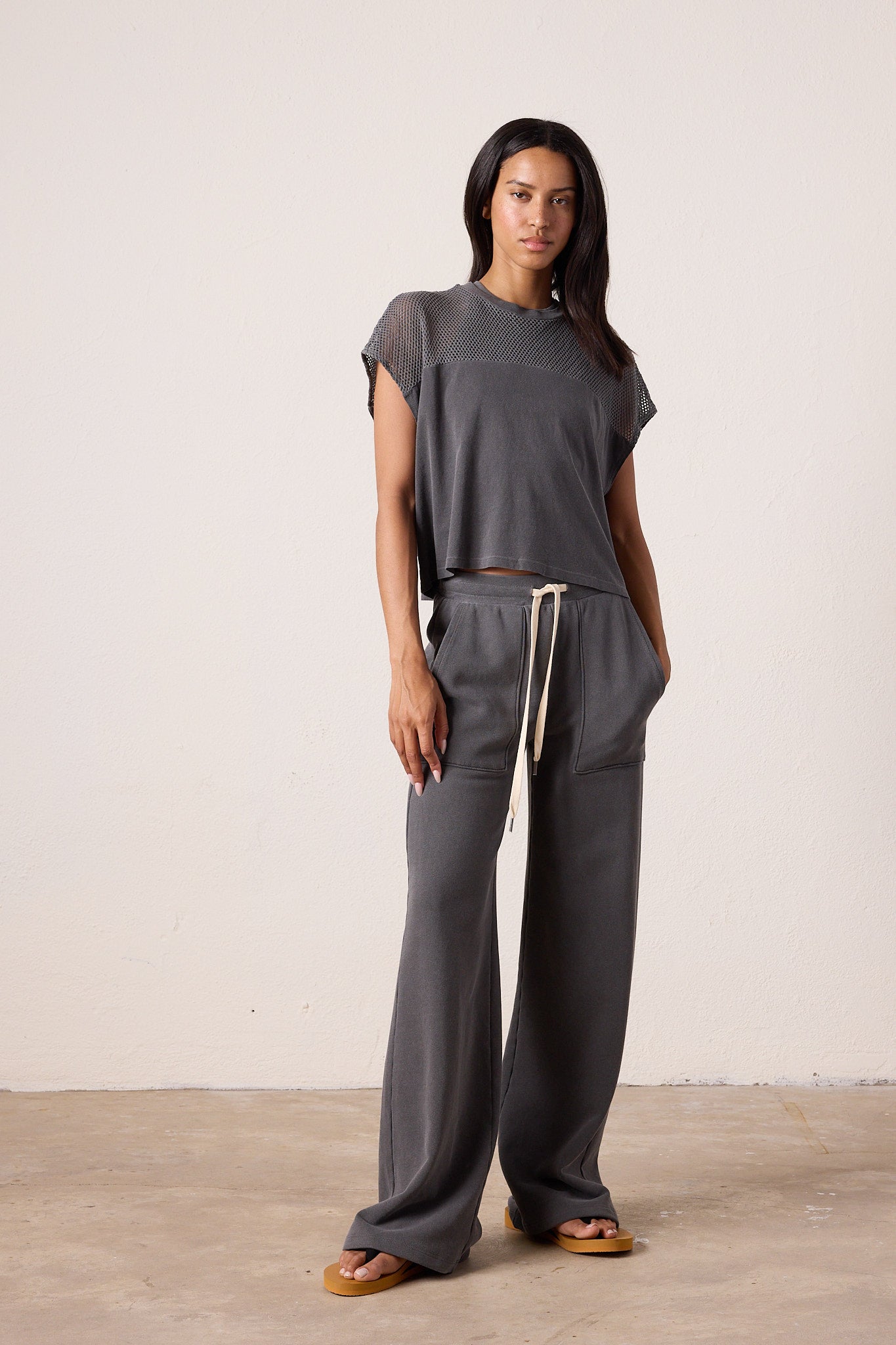 Women's Mesh Muscle Tank – Faded Black Jersey Contrast | NSF – NSF