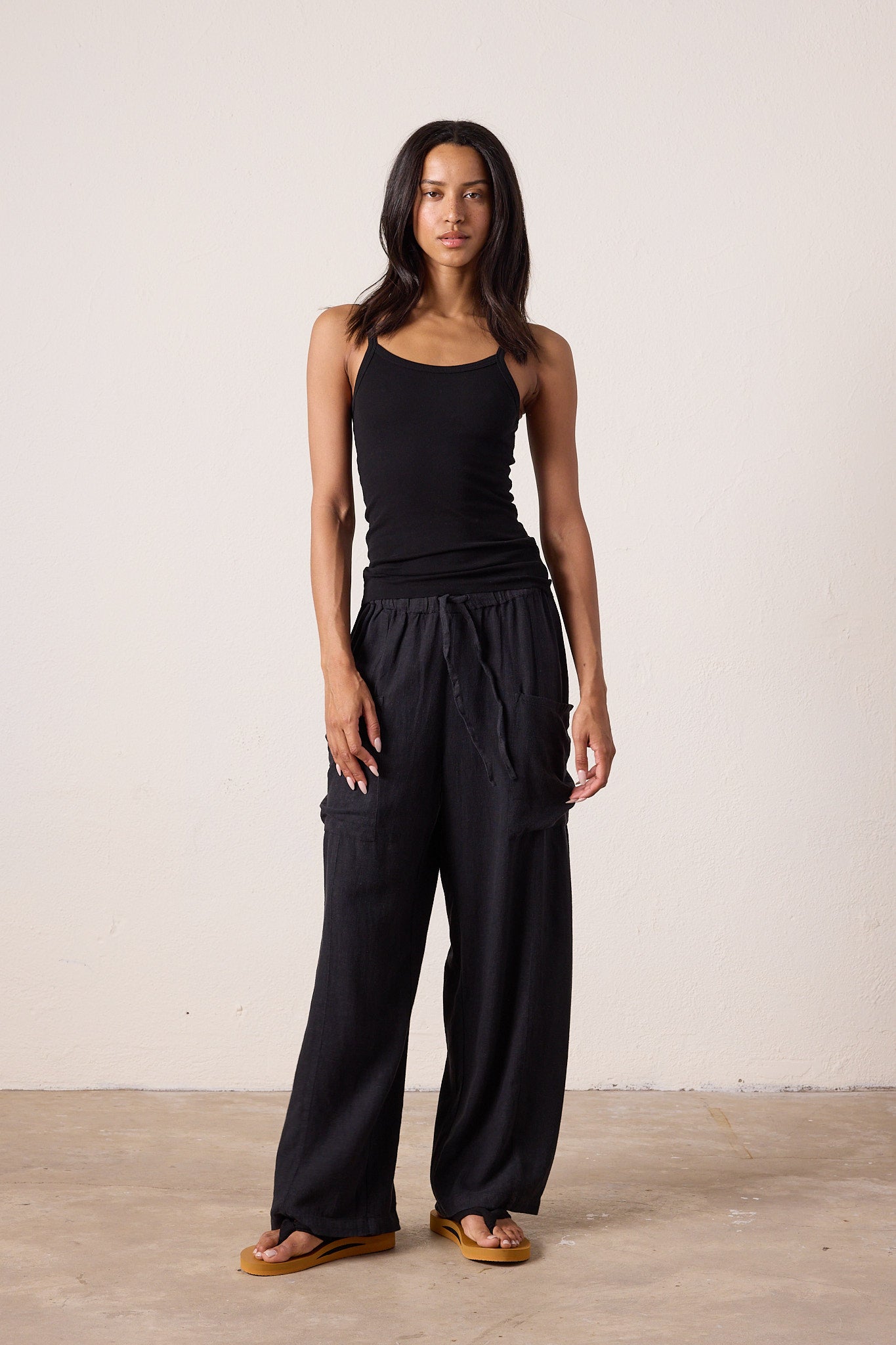 Women's Linen Viscose Drawstring Pant – Sydney Wide Leg | NSF Clothing
