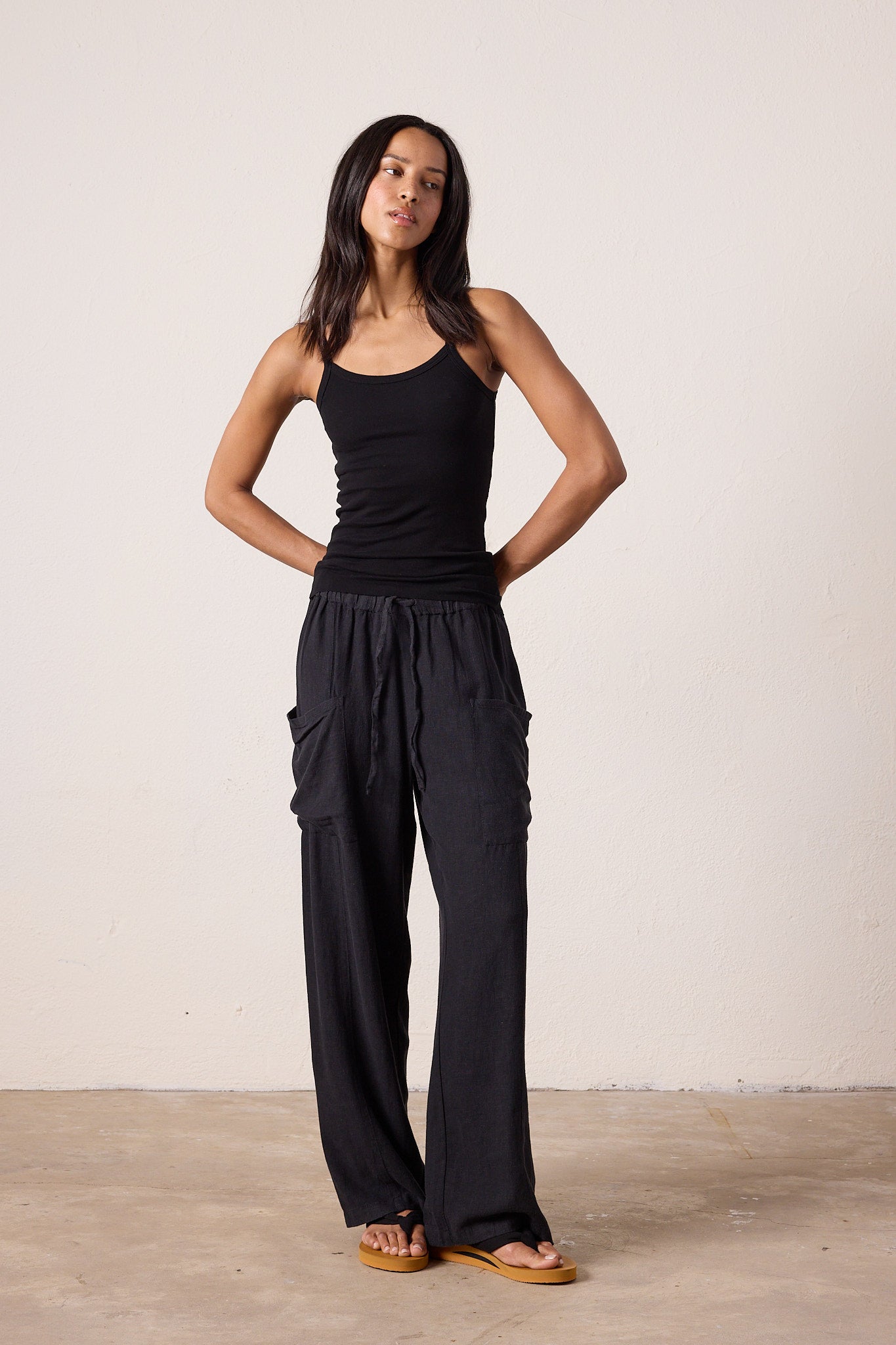 Women's Linen Viscose Drawstring Pant – Sydney Wide Leg | NSF Clothing