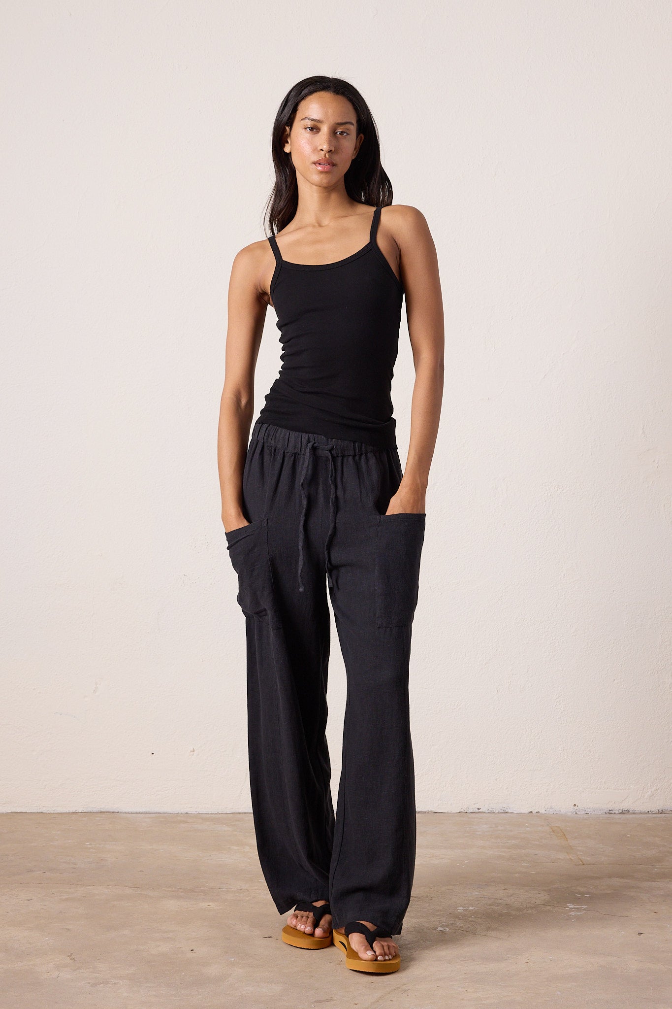 Women's Linen Viscose Drawstring Pant – Sydney Wide Leg | NSF Clothing