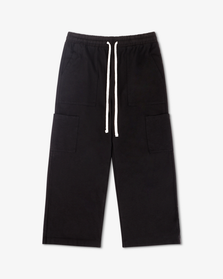 Nova Heavy Jersey Lounge Pant - Black with elastic drawstring waist and cropped design.