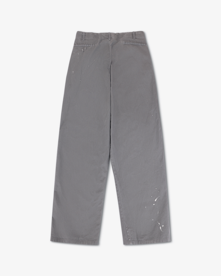 Turner Pleated Twill Unisex Trouser - Cement Workshop back view showcasing relaxed fit and unique detailing.