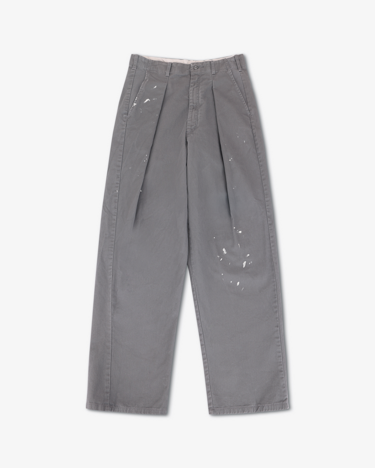 Turner Pleated Twill Unisex Trouser - Cement Workshop showcasing relaxed fit and pleated design in gray