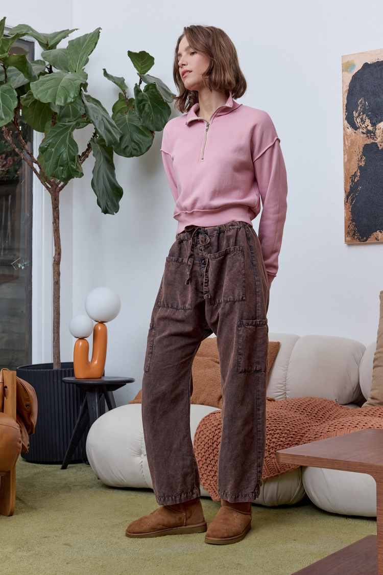 NSF Carlson Linen Cotton Tie Pant - Rusty Storm