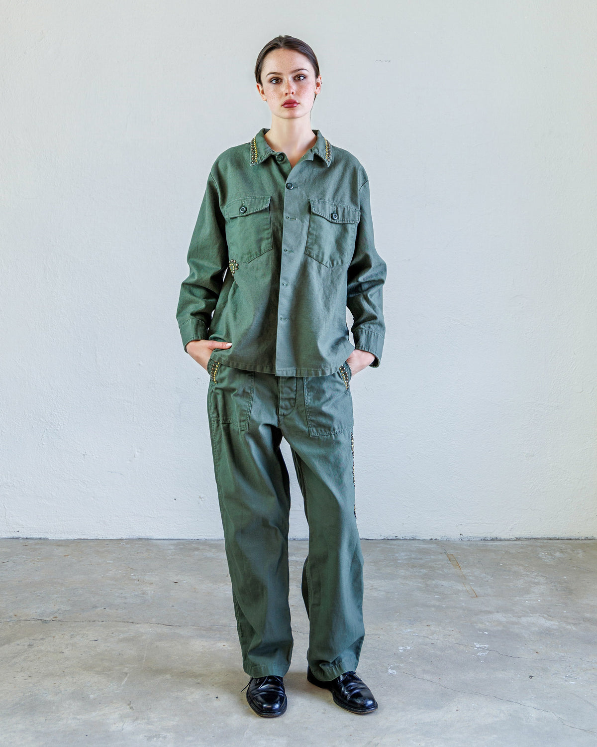 Wells Studded Baker Pant – Army | NSF Studio – NSF Clothing