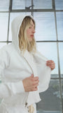 JAX SHRUNKEN COZY FLEECE ZIP HOODY / WHITE