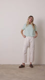 SHAILEY PAPERBAG WAIST LINEN COTTON PANT / IVORY