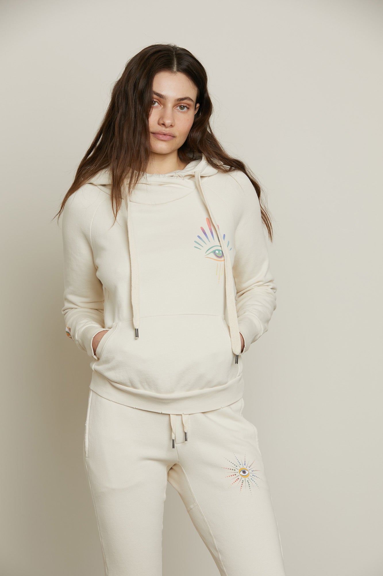 NSF x Jacquie Aiche Lisse Hoodie, Eye Candy, View 5 hand in pocket